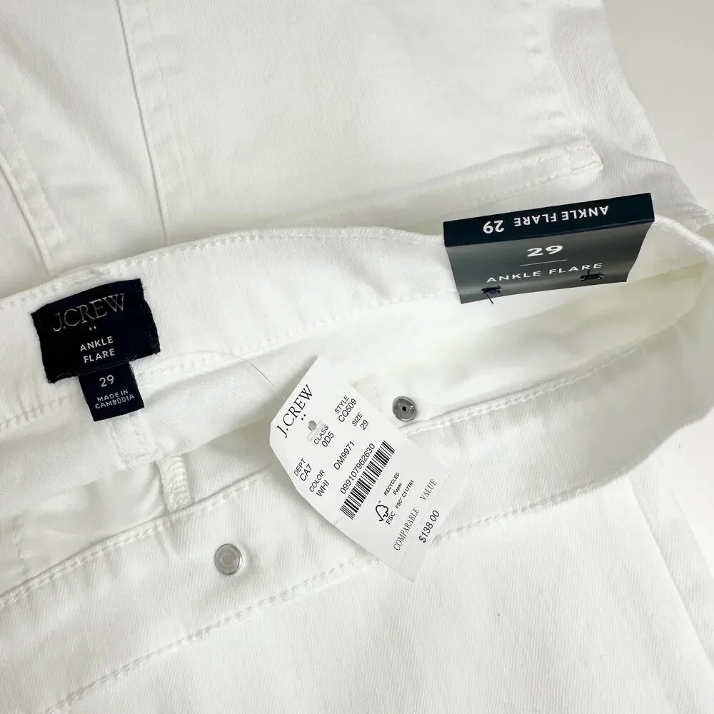 J.Crew Ankle Flare Jean in Signature Stretch+ Classic White Womens US 29 NWT - Picture 11 of 13